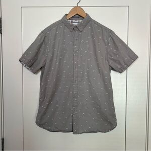 Denim & Flower Ricky Singh Shirt Mens Large Button Down Gray Birds Short Sleeve